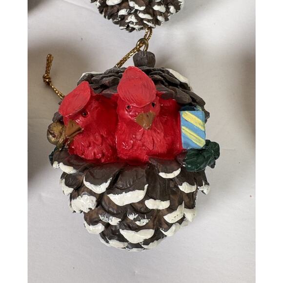 12 Animal Pinecone Christmas Ornaments Birds Bunnies Mice Raccoon Woodland - Picture 4 of 13